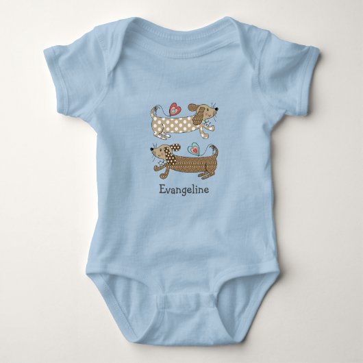 Persoonlijke worst Dog Dachshund Baby Bodysuit (Voorkant)