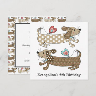Persoonlijke worst Dog Dachshund Birthday Uitnodig