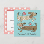 Persoonlijke worst Dog Dachshund Birthday Uitnodig (Voorkant / Achterkant)