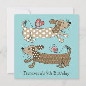 Persoonlijke worst Dog Dachshund Birthday Uitnodig (Voorkant)