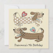 Persoonlijke worst Dog Dachshund Birthday Uitnodig (Voorkant)