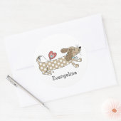 Persoonlijke worst Dog Dachshund Ronde Sticker (Envelop)