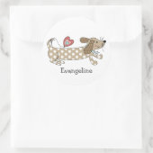 Persoonlijke worst Dog Dachshund Ronde Sticker (Tas)