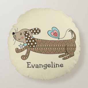 Persoonlijke worst Dog Dachshund Round Cushion Rond Kussen