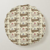 Persoonlijke worst Dog Dachshund Round Cushion Rond Kussen (Achterkant)