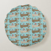 Persoonlijke worst Dog Dachshund Round Cushion Rond Kussen (Achterkant)