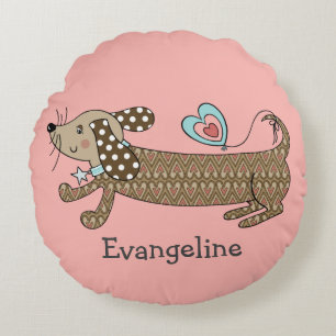 Persoonlijke worst Dog Dachshund Round Cushion Rond Kussen
