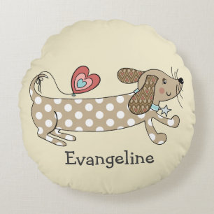 Persoonlijke worst Dog Dachshund Round Cushion Rond Kussen