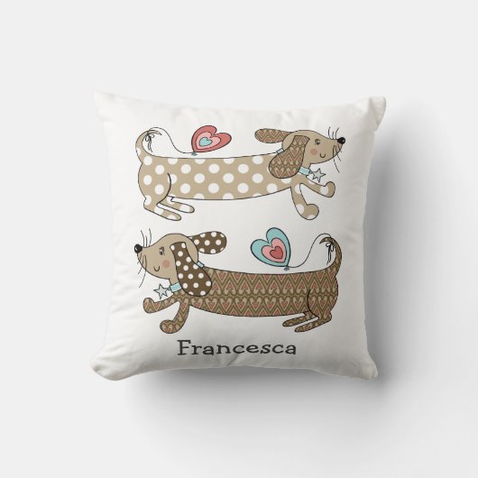 Persoonlijke worst Dog Dachshund Throw Cushion Kussen (Voorkant)