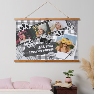 Persoonlijke Y2K Retro Film Foto in Zwart & Wit Hangend Wandkleed