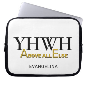 Persoonlijke YHWH YAHWEH Boven Alles Christelijk Laptop Sleeve