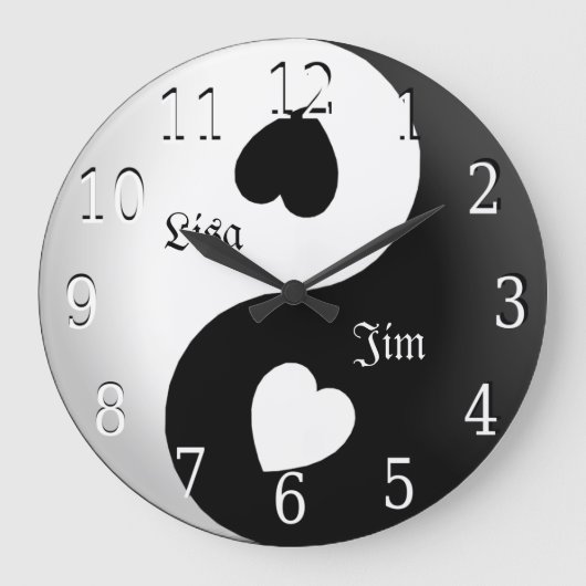 Persoonlijke Yin Yang Love Clock Grote Klok (Voorkant)