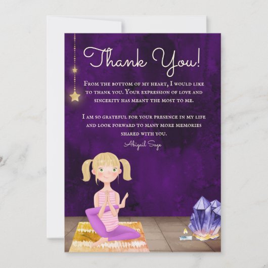Persoonlijke Yoga Girl Meditation and Crystals Bedankkaart (Voorkant)