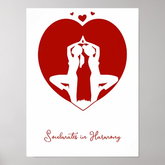 Persoonlijke Yoga Hart Silhouet Poster (Voorkant)