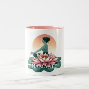 Persoonlijke Yoga Namaste Lotus Meditatie Spiritue Tweekleurige Koffiemok