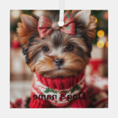 Persoonlijke Yorkie Glas Ornament (Achterkant)