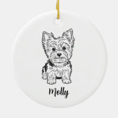 Persoonlijke Yorkie-hond Kerstmis Keramisch Ornament (Achterkant)