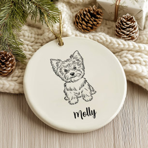 Persoonlijke Yorkie-hond Kerstmis Keramisch Ornament