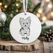 Persoonlijke Yorkie-hond Kerstmis Keramisch Ornament