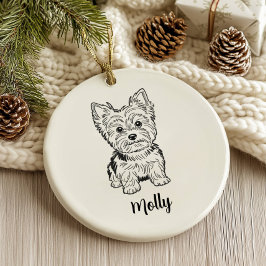 Persoonlijke Yorkie-hond Kerstmis Keramisch Ornament