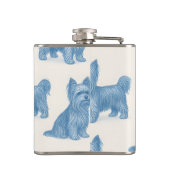 Persoonlijke Yorkshire Terrier Blauwe Naam Cadeau Heupfles (Achterkant)