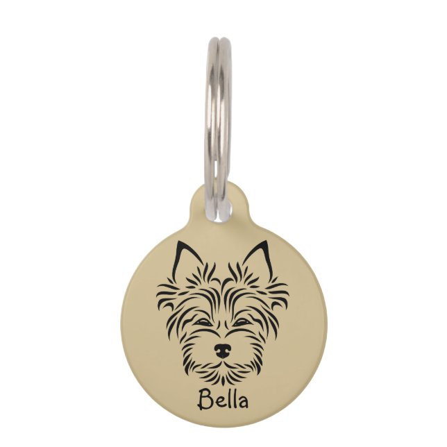 Persoonlijke Yorkshire Terrier Round Pet Tag Huisdierpenning (Voorkant)