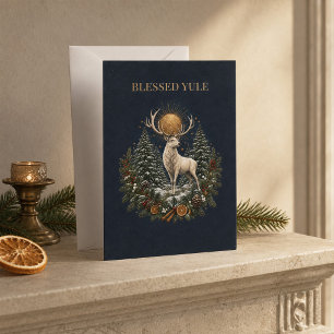 Persoonlijke Yule-hert-wintersolstitiekaart Feestdagenkaart