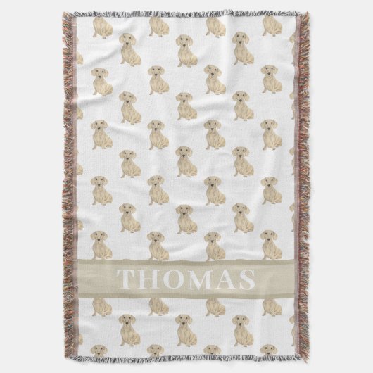 Persoonlijke Zachte Crème Dachshund Deken (Voorkant Verticaal)