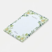Persoonlijke zachte groene bloemige botanische post-it® notes (Schuin)