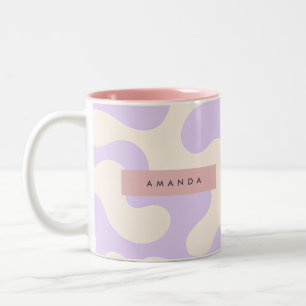 Persoonlijke Zachte Pastel Lavendel Abstracte Camo Tweekleurige Koffiemok