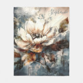 Persoonlijke Zachte Pioen Waterverf Bloem Fleece Deken (Voorkant)