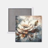 Persoonlijke Zachte Pioen Waterverf Bloem Magneet (Voorkant / Achterkant)