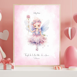Persoonlijke zachte roze fee kinderkamer muurkunst poster
