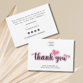 Persoonlijke zakelijke bedankjes bedankkaart