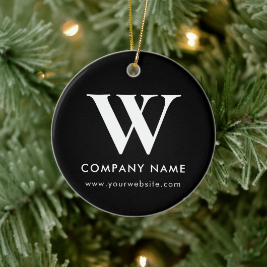 Persoonlijke Zakelijke Monogram Logo Website Keramisch Ornament (Boom)
