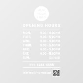 Persoonlijke Zakelijke Openingsuren logo qr-code  Raamsticker (Vel)