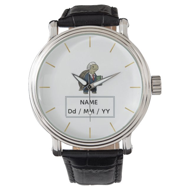 Persoonlijke Zakelijke Schildpad Horloge (Voorkant)