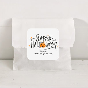 Persoonlijke Zakjes met Gelukkig Halloween Vierkante Sticker