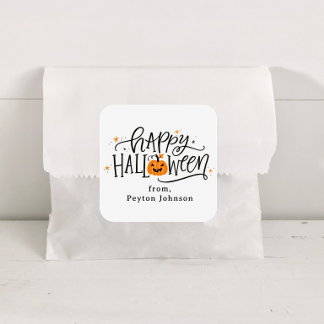 Persoonlijke Zakjes met Gelukkig Halloween Vierkante Sticker