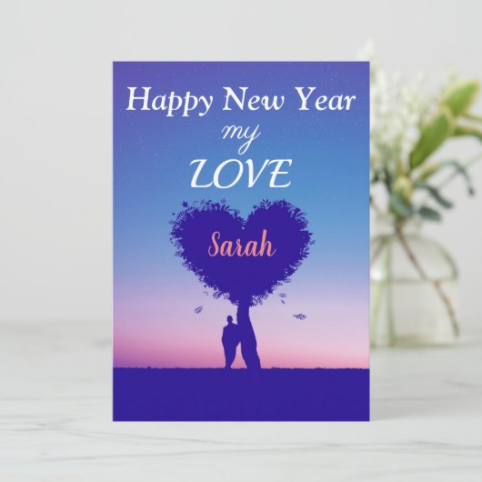 Persoonlijke Zalig Nieuwjaar Liefdeskaart Feestdagenkaart (Staand voorkant)