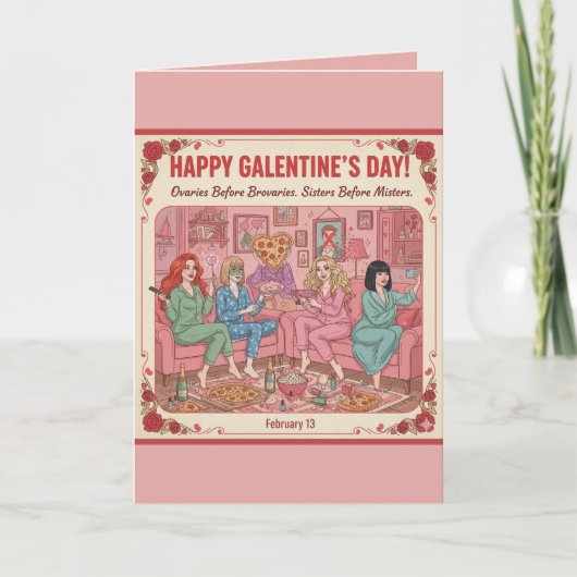 Persoonlijke Zalige Galentine's Day Pizza Kaart (Voorkant)