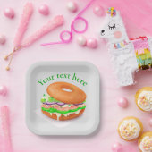 Persoonlijke zalm Bagel Papieren Bordje (Feest)