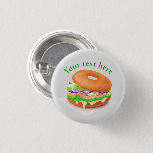 Persoonlijke zalm Bagel Ronde Button 3,2 Cm (Voorkant /achterkant)