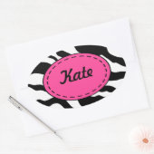 Persoonlijke zebraprintstickers ovale sticker (Envelop)