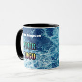 Persoonlijke zee oceaangolven marineblauwe natuur  mok (Voorkant links)