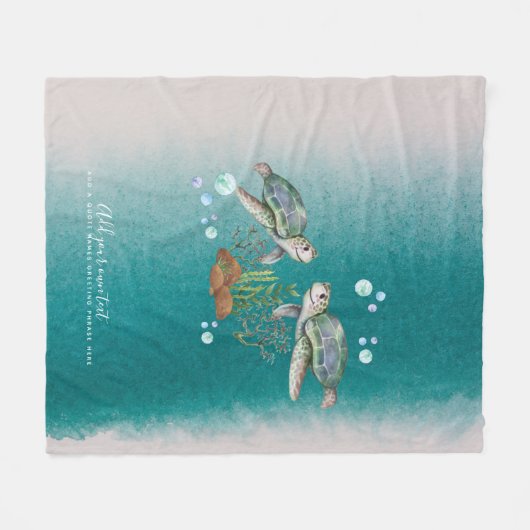 Persoonlijke ZEE SCHILDPADEN Fleece Deken (Voorkant (Horizontaal))
