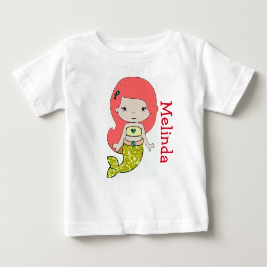 Persoonlijke Zeemeermin Baby Eén-deel T-shirt (Voorkant)