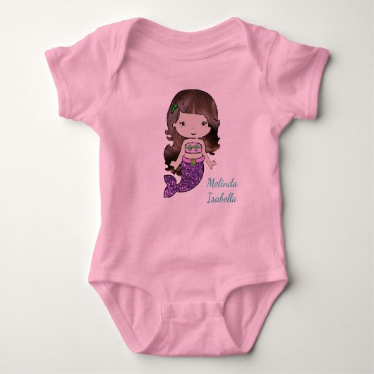 Persoonlijke Zeemeermin Baby Eén-delig T-shirt (Voorkant)
