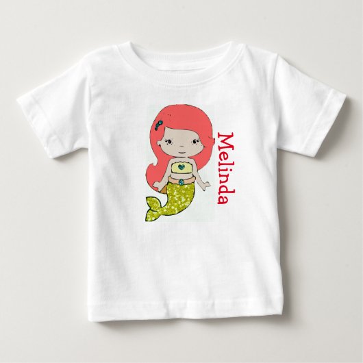 Persoonlijke Zeemeermin Baby Eendelig T-shirt (Voorkant)