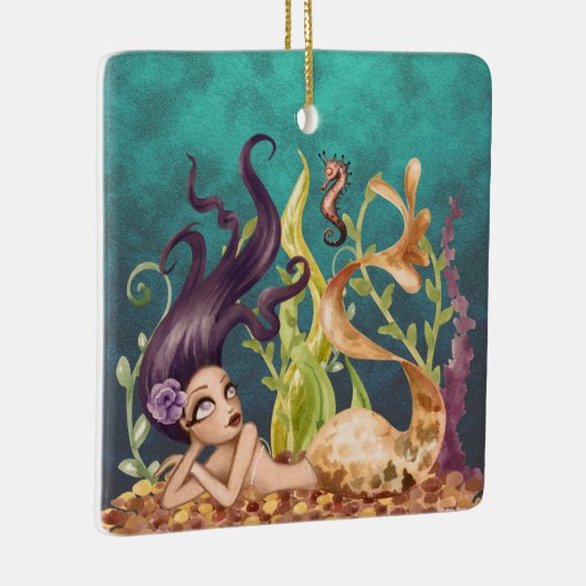 Persoonlijke zeemeermin en zeepaardje onder het Ze Keramisch Ornament (Rechts)